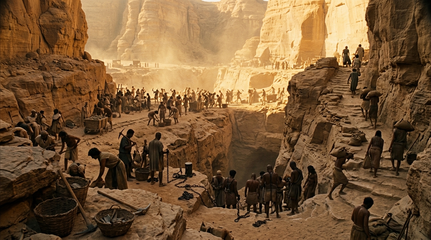 The Mines of Nubia: A Death Sentence Disguised as Labor - Apocalypto (2006) style cinematic historical scene