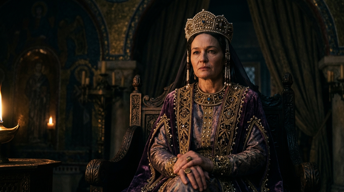 Empress Irene of Athens: Blinded Her Own Son and Died in Exile - Napoleon (2023), The Crown style cinematic historical scene