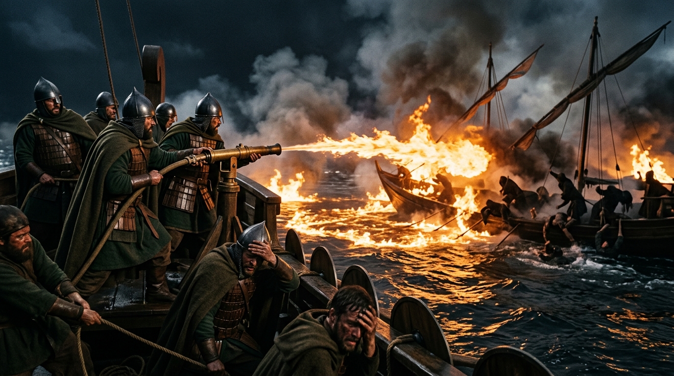 Greek Fire: The Ancient Napalm That Burned on Water - 1917, Saving Private Ryan style cinematic historical scene
