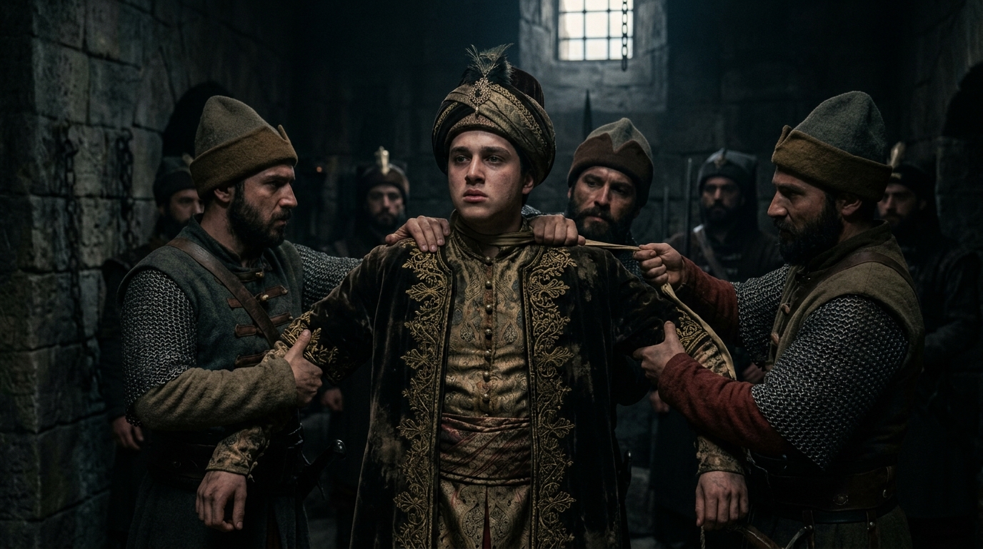 Sultan Osman II: Strangled at Age 18 by the Janissaries - Napoleon (2023), The Crown style cinematic historical scene