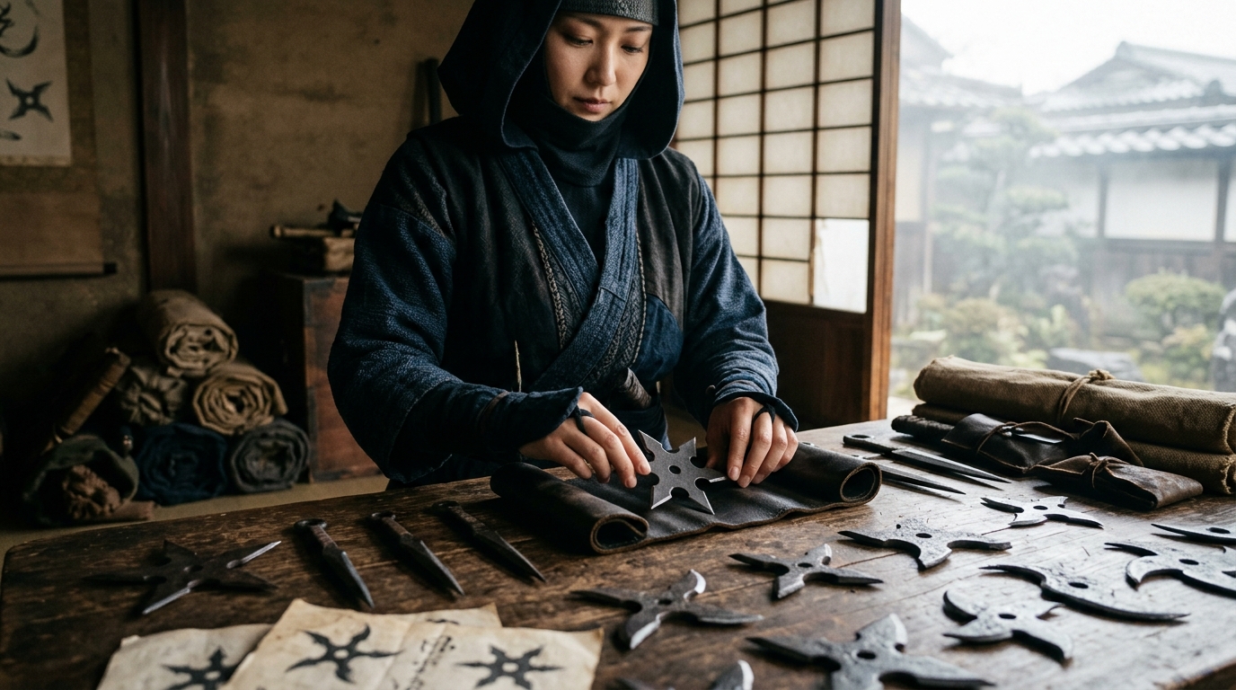 Shuriken - Stars of Death - Shogun (2024) style cinematic historical scene