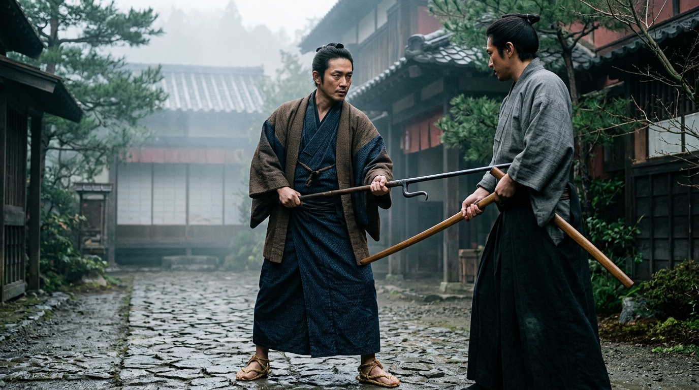 Jitte - The Sword Breaker - Shogun (2024) style cinematic historical scene