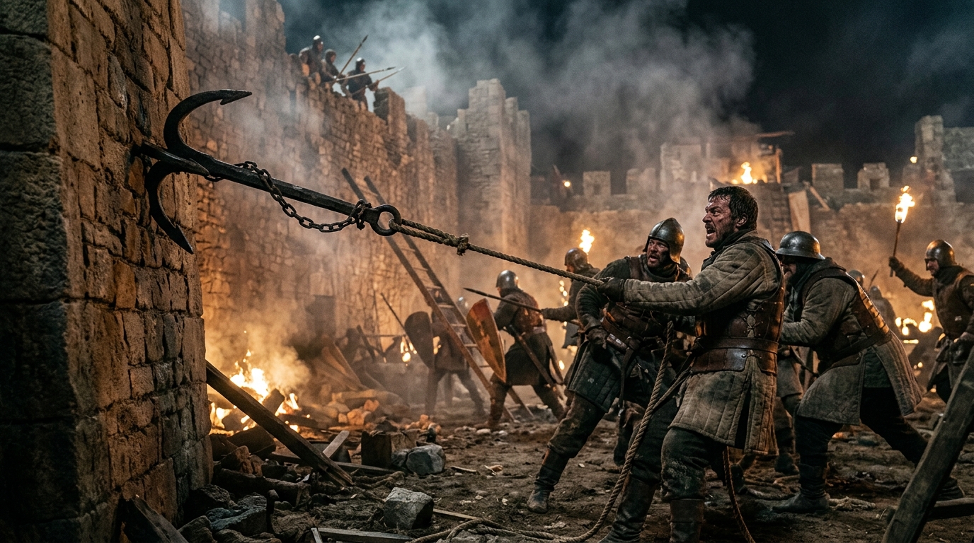 Siege Hook: The Grappling Terror That Pulled Down Walls - 1917, Saving Private Ryan style cinematic historical scene