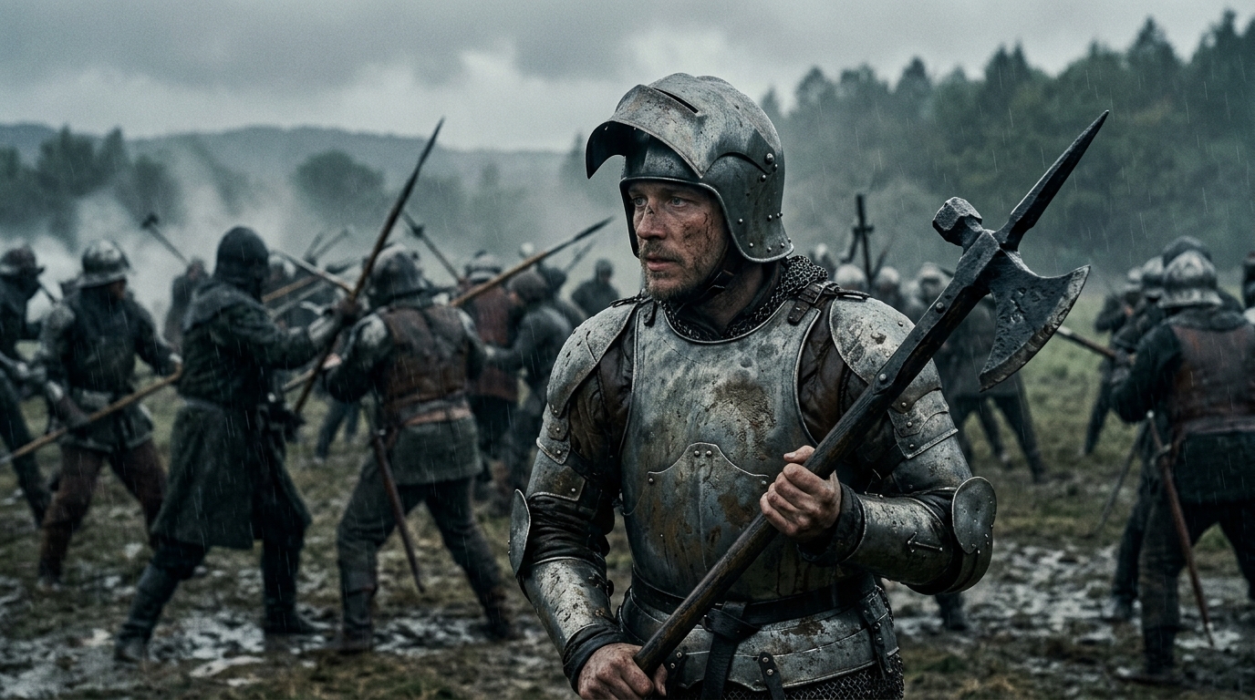 The Pollaxe - Tournament Turned Battlefield - The King (2019), Kingdom of Heaven style cinematic historical scene