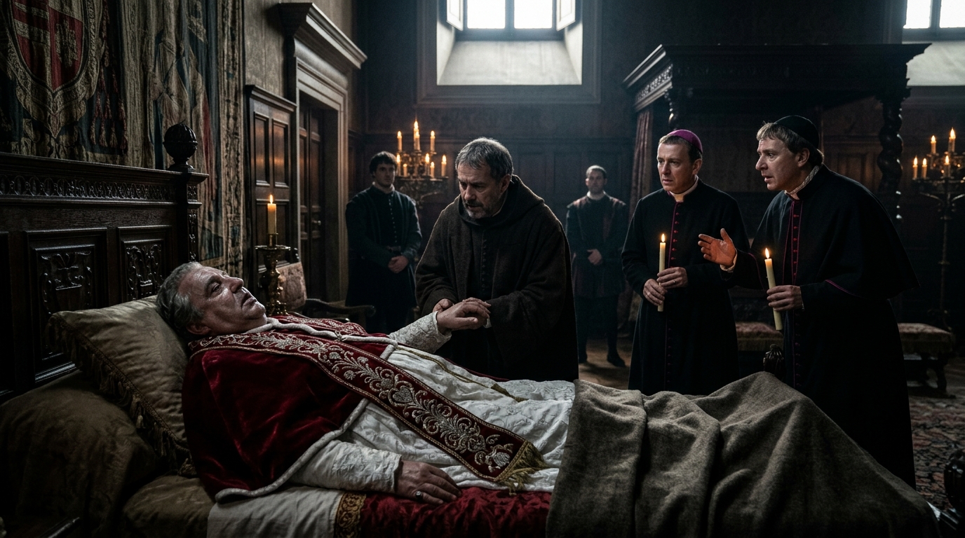 Pope Alexander VI: The Borgia Pope's Suspicious Death - Napoleon (2023), The Crown style cinematic historical scene