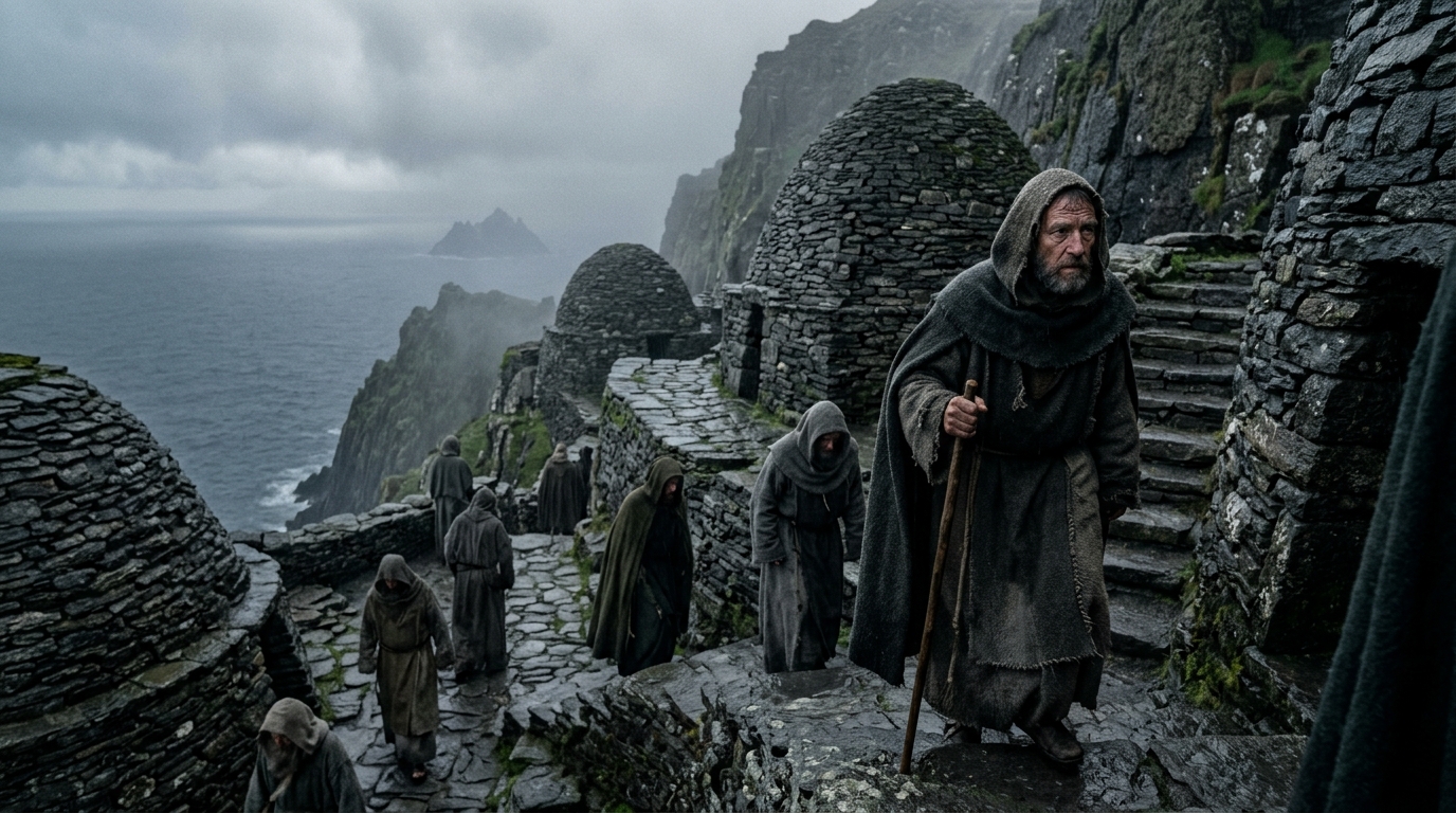 Skellig Michael: Ireland's Death-Defying Clifftop Monastery - Historical illustration